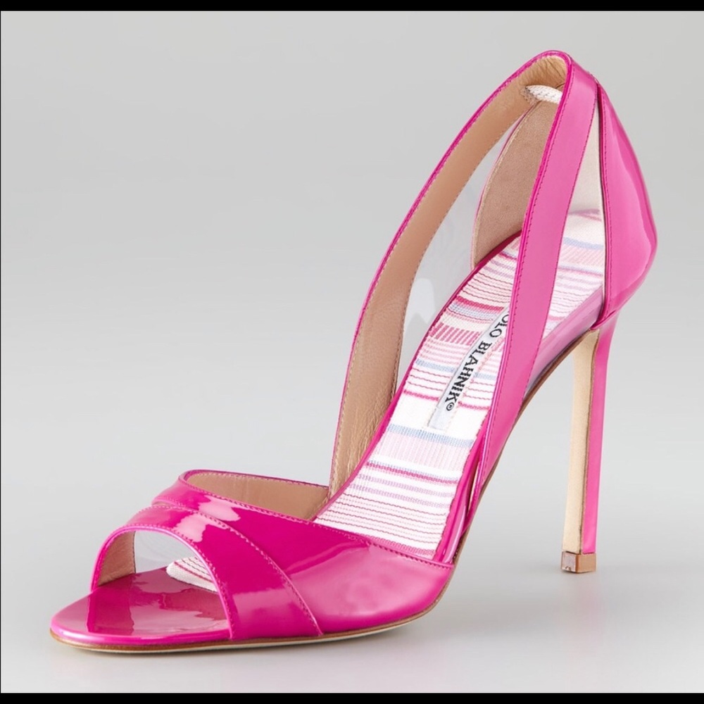 Manolo Blahnik Nscanti Pink patent / pvc heels